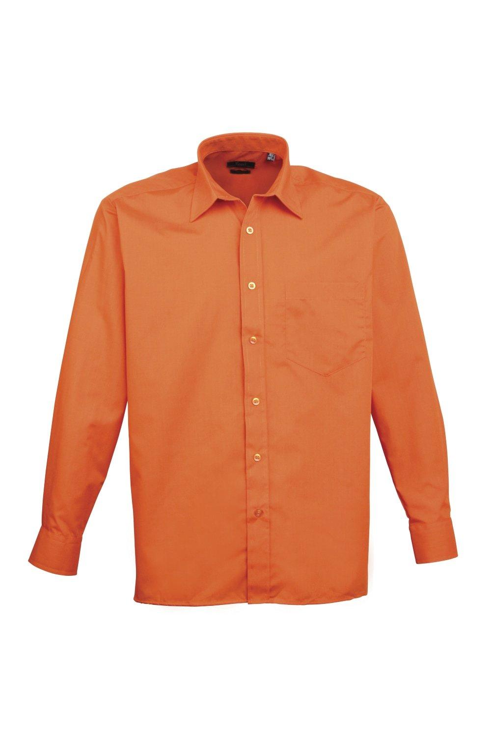 Простая рабочая рубашка из поплина с длинными рукавами Premier, оранжевый