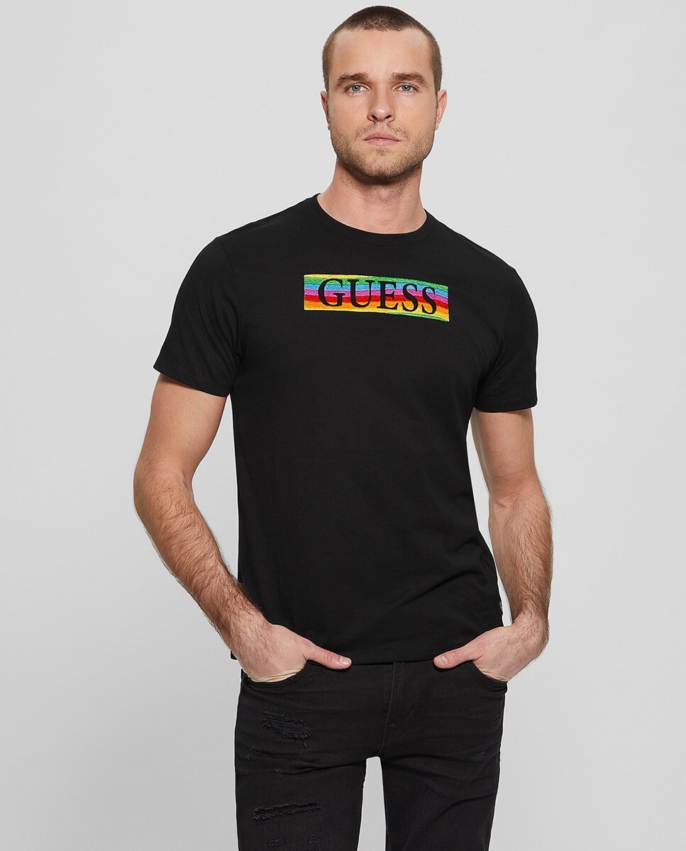 

Мужская футболка с рукавами и круглым вырезом Guess, черный