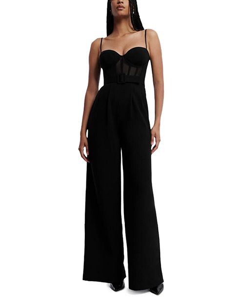 

Фирменный комбинезон с широкими штанинами BCBGMAXAZRIA, цвет Black