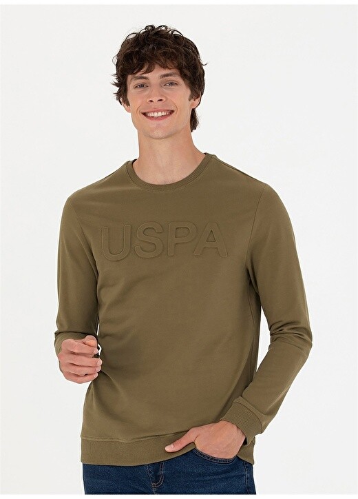 

Мужская толстовка цвета хаки с круглым вырезом U.S. Polo Assn.