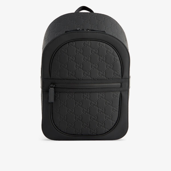 

Кожаный рюкзак с тисненым логотипом GG Gucci, черный