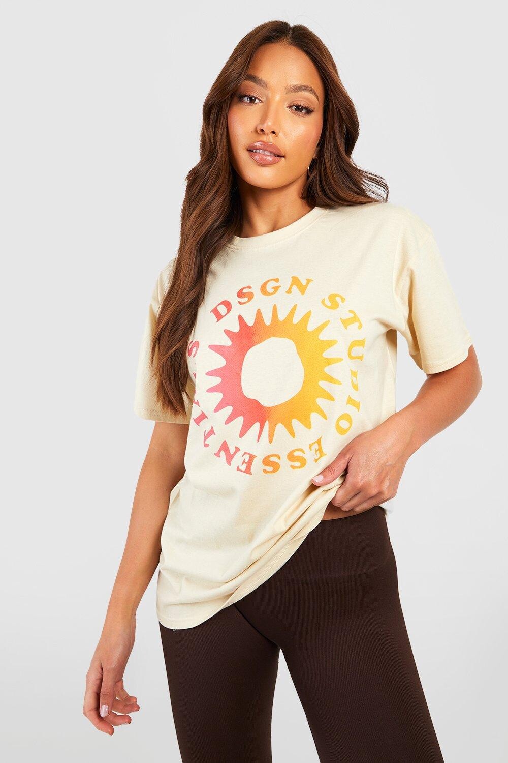 

Футболка tall dsgn studio essentials sun Boohoo, бежевый