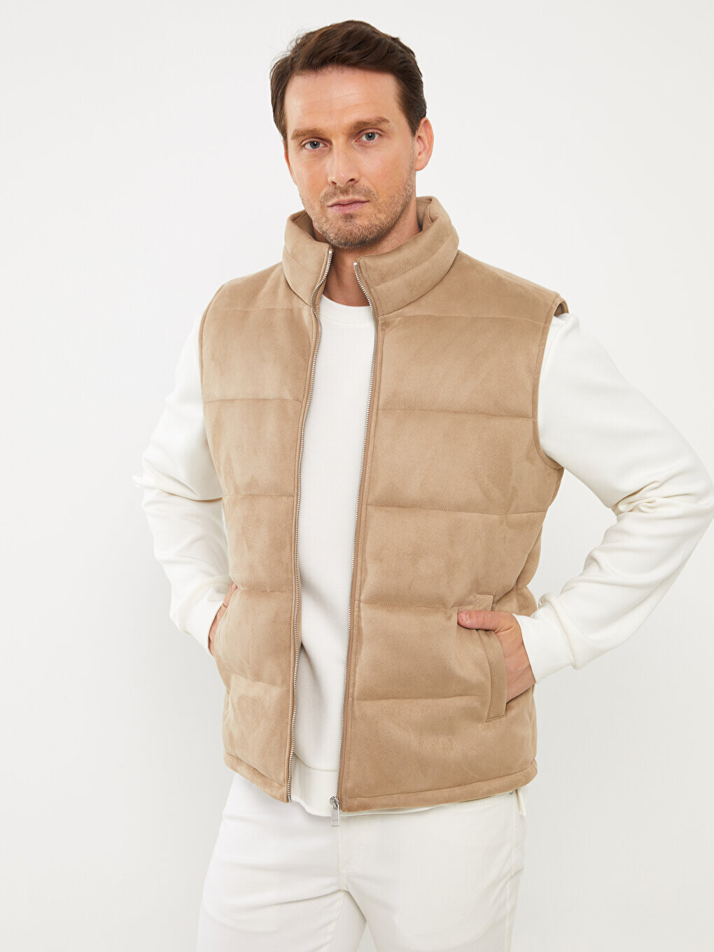 

Мужской жилет-пуховик Slim Fit с воротником-стойкой LCW Vision, бежевый