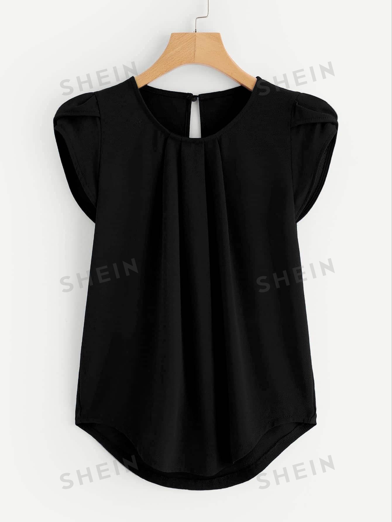 SHEIN LUNE Женская рубашка с круглым вырезом и геометрическим принтом, черный