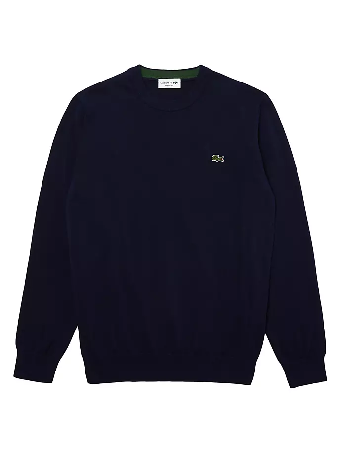 

Хлопковый свитер с круглым вырезом Lacoste, темно-синий