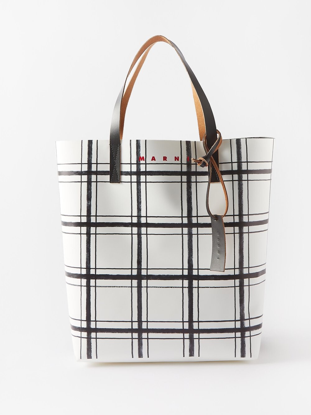 

Сумка-тоут tribeca из пвх в клетку Marni, белый