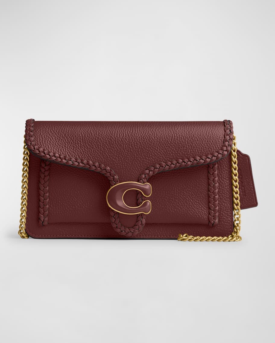 

Плетеная кожаная сумка через плечо с цепочкой полосатого цвета Coach