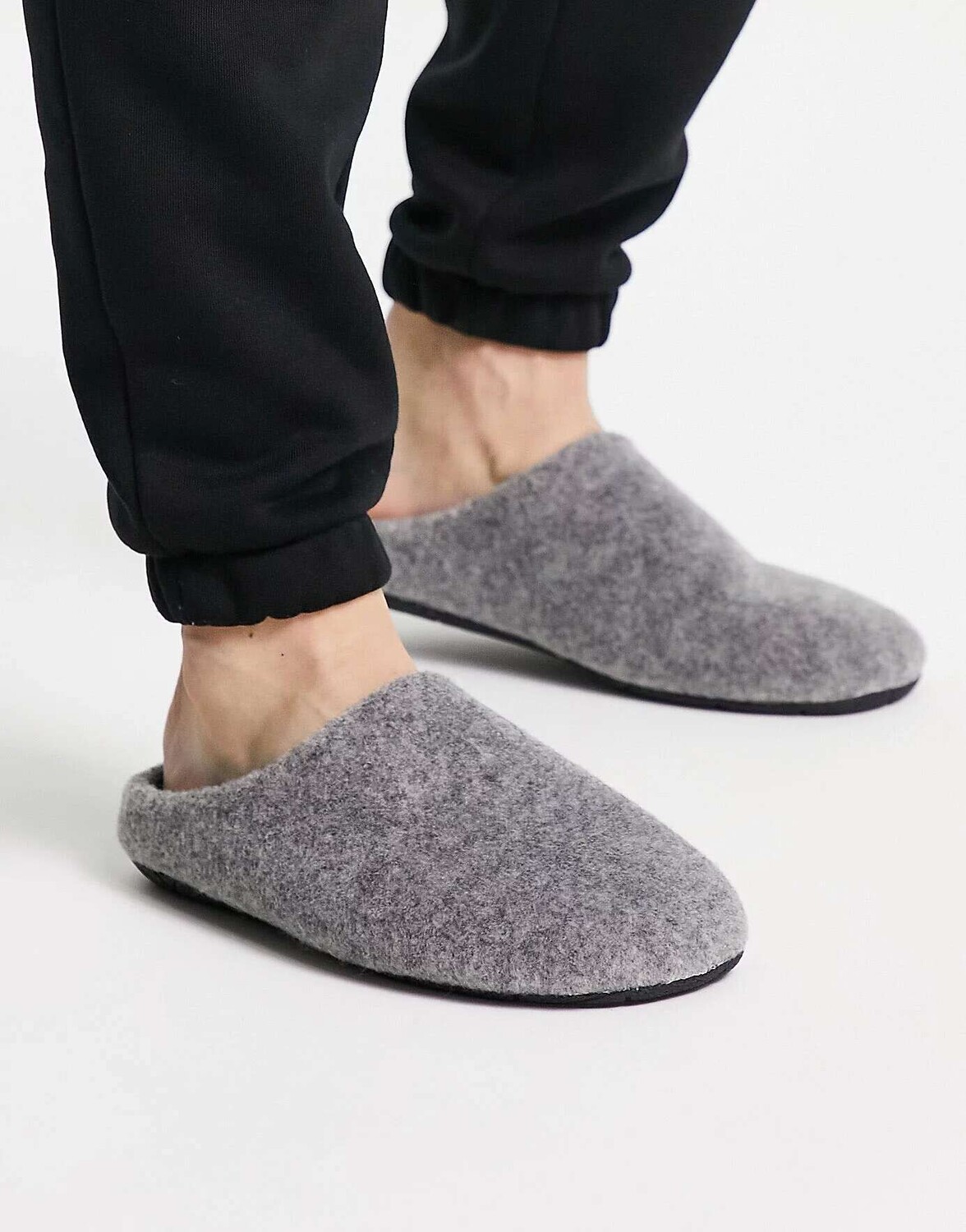 

Серые меланжевые тапочки-мулы ASOS