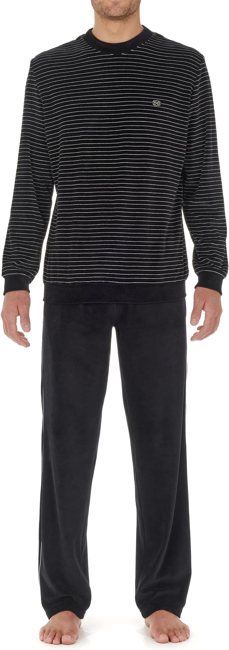 Норманский бархатный комплект домашней одежды HOM, цвет Black/White Stripes