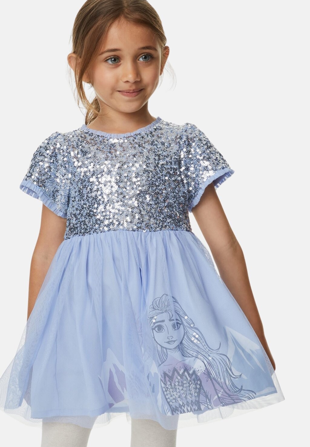 

Элегантное платье Disney Frozen Sequin 2-8 Yrs Marks & Spencer, цвет chambray