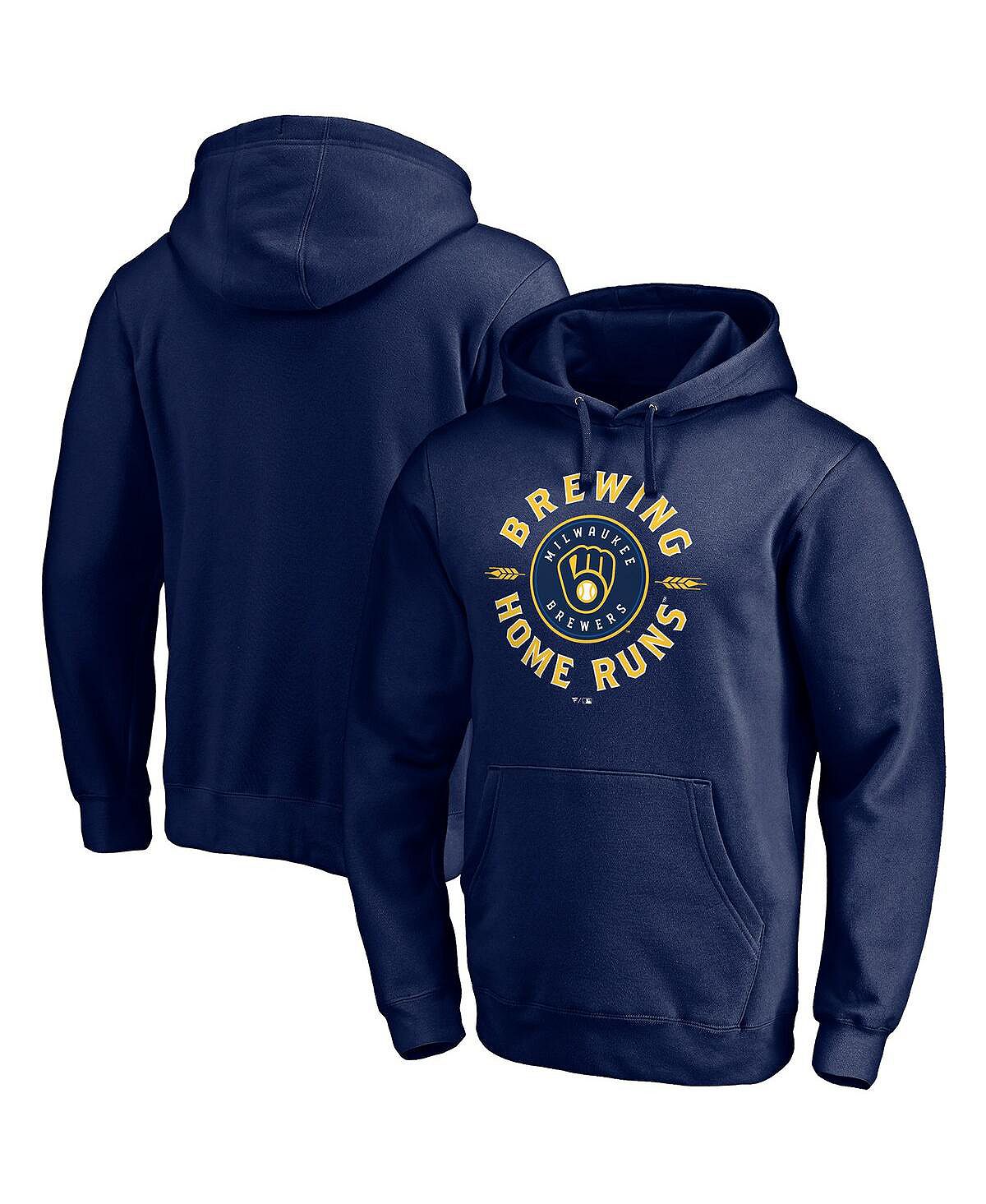 цена Мужской темно-синий пуловер с капюшоном с логотипом Milwaukee Brewers Brewing Up Team Fanatics