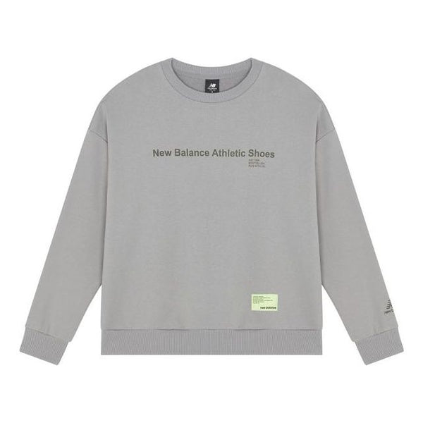 Толстовка New Balance Alphabet Logo Printing Sports Round Neck Pullover Gray, серый