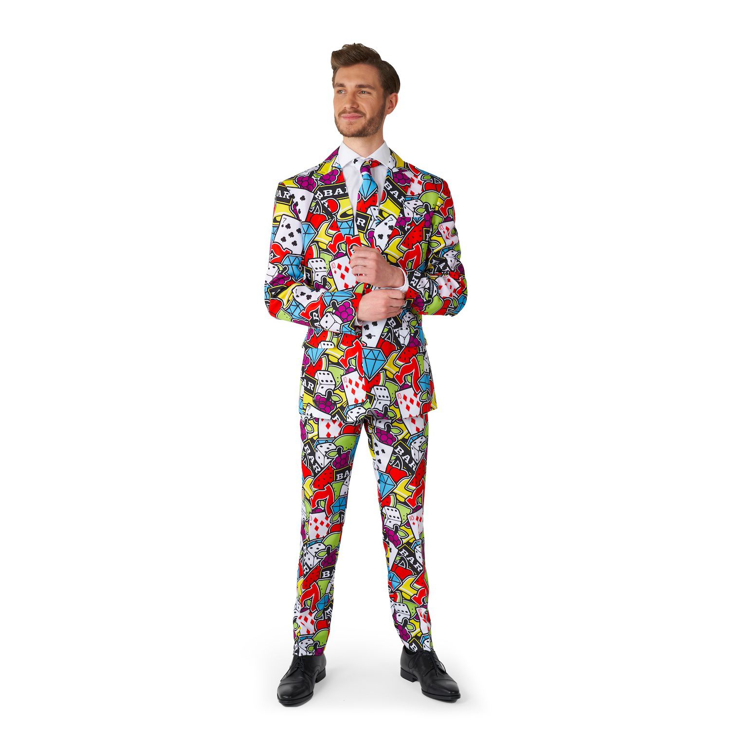 цена Мужской костюм и галстук с узором Casino Poker Suitmeister Slim-Fit