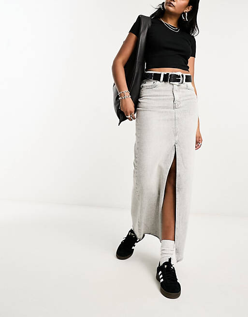 

Серая джинсовая юбка макси ASOS DESIGN