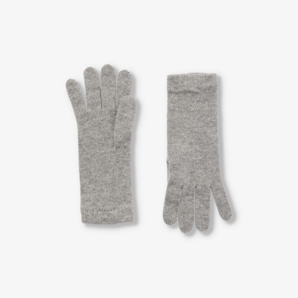 Трикотажные кашемировые перчатки с ребристыми манжетами Johnstons, серый