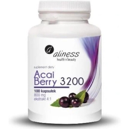 

Acai Berry 3200 800 мг экстракта 4:1 Пищевая добавка для похудения с растительными экстрактами 100 капсул, Aliness