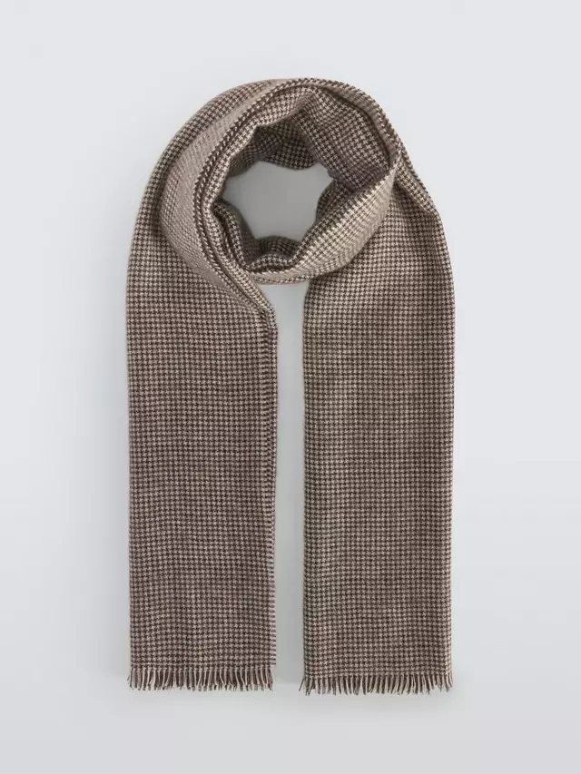Шарф John Lewis Houndstooth Wool, цвет brown/oatmeal