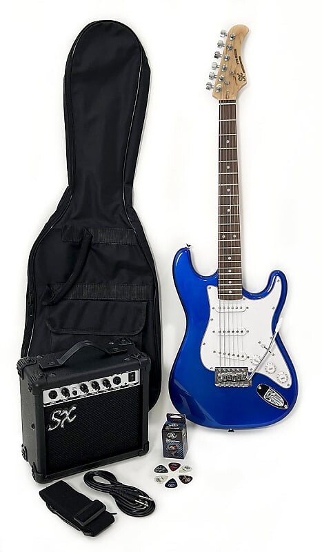 

Электрогитара SX 3/4 Size Guitar Package w/Amp, Carry Bag, Strap & Cord RST 3/4 EB Scale Blue