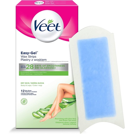 Холодные восковые полоски для сухой кожи, Veet холодные восковые полоски easy gelwax technology для ног и тела veet