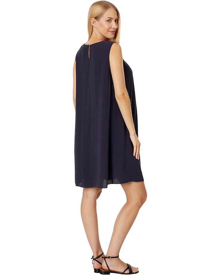 Платье Eileen Fisher Petite Round Neck Knee Length Dress, цвет Nocturne