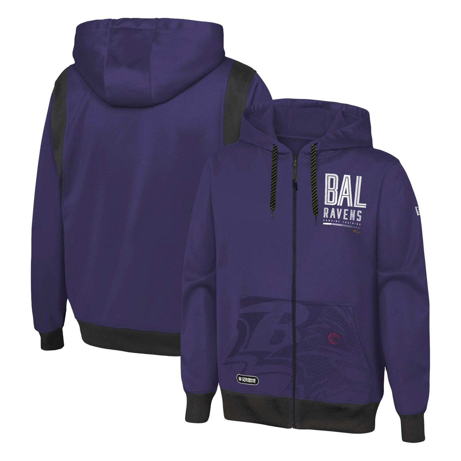 

Мужская фиолетовая толстовка с молнией во всю спину Baltimore Ravens Joint Authentic с капюшоном New Era