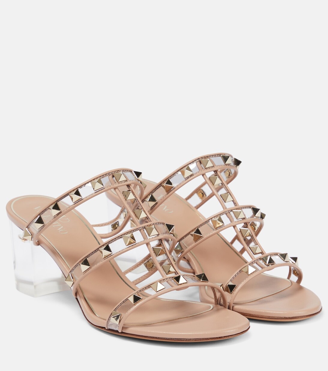 

Мюли Rockstud из кожи и ПВХ Valentino Garavani, розовый
