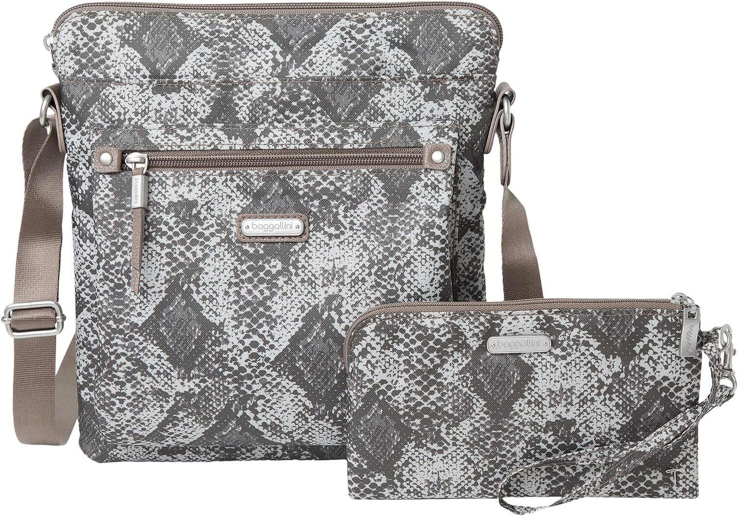 

Сумка Go Bagg with RFID Phone Wristlet Baggallini, цвет Tan Python