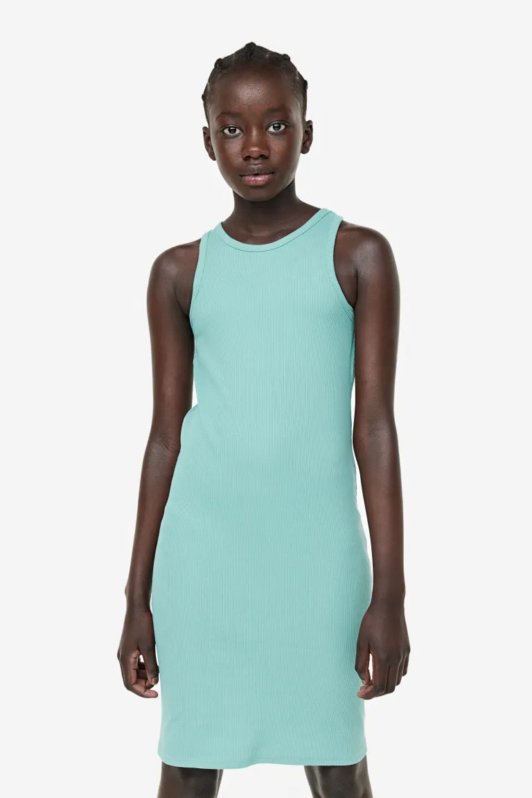

Платье из джерси в рубчик H&M, бирюзовый