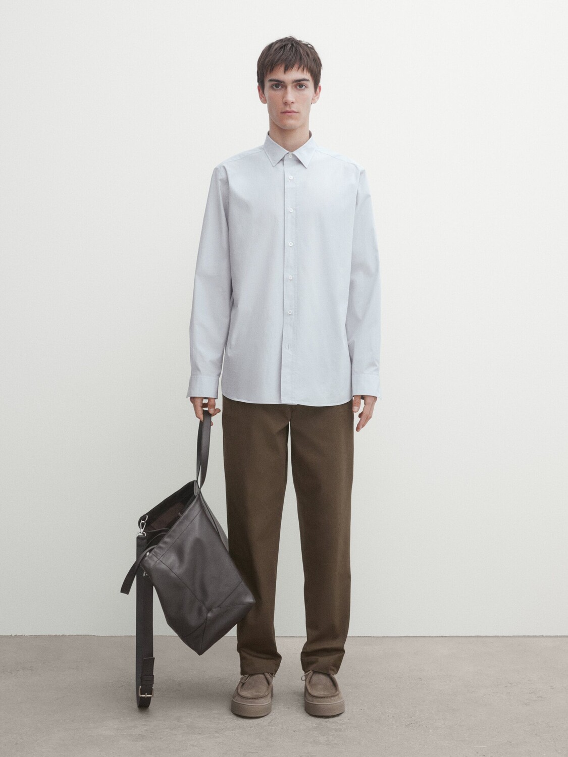 

Рубашка из поплина классического кроя Massimo Dutti, синий