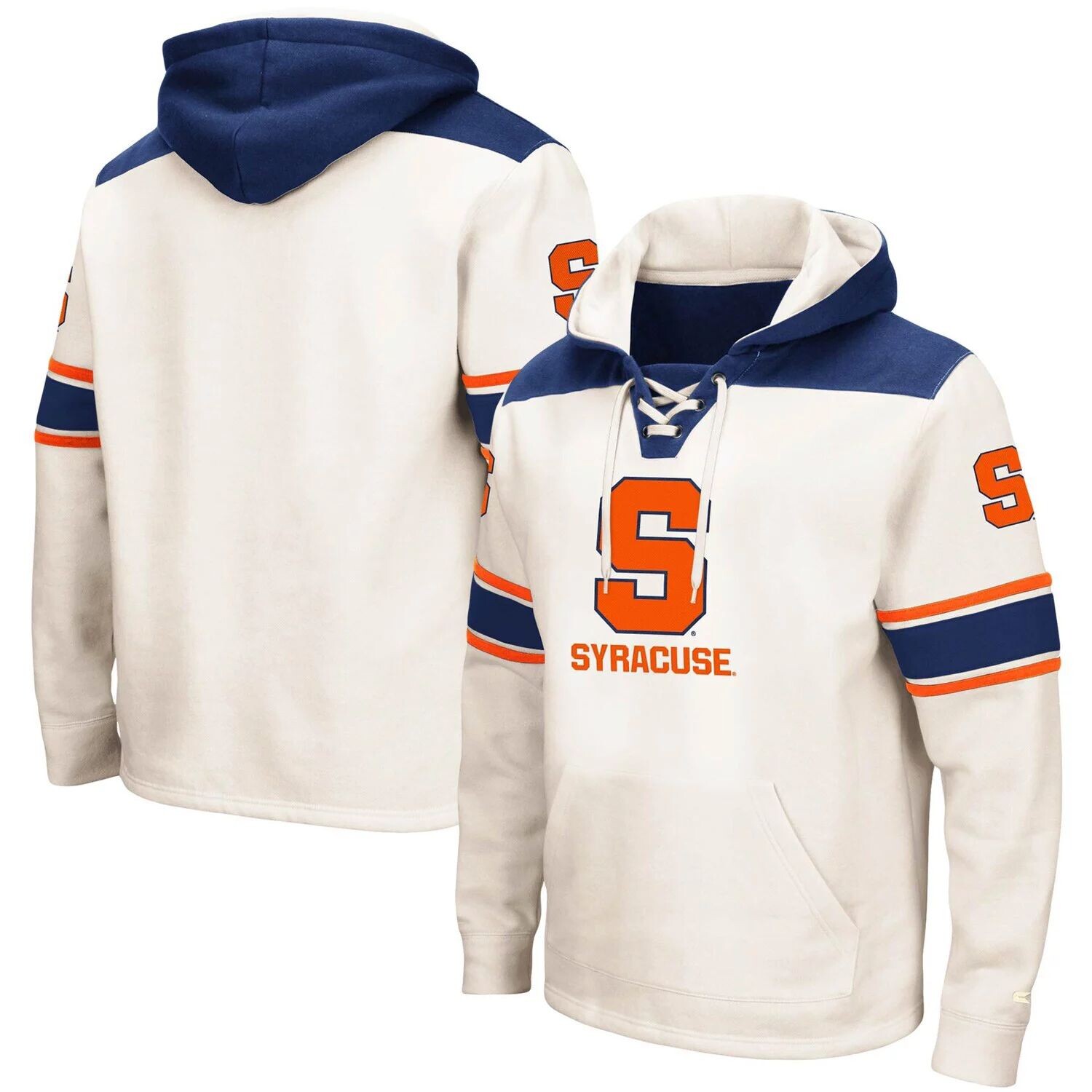 

Мужской кремовый пуловер с капюшоном и логотипом Syracuse Orange 2.0 на шнуровке Colosseum