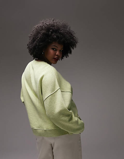 

Салатовый свитшот премиум-класса со швами Topshop Curve, Зеленый