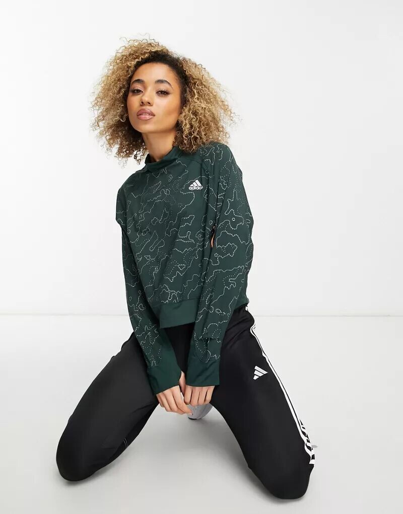 

Зеленый свитшот с воротником стойкой adidas Running X-City adidas performance
