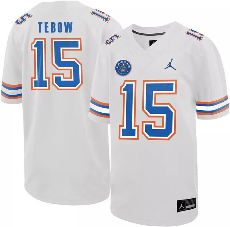 

Реплика белого футбольного джерси Jordan Youth Florida Gators Tim Tebow # 15 с надписью "Ring Of Honor"
