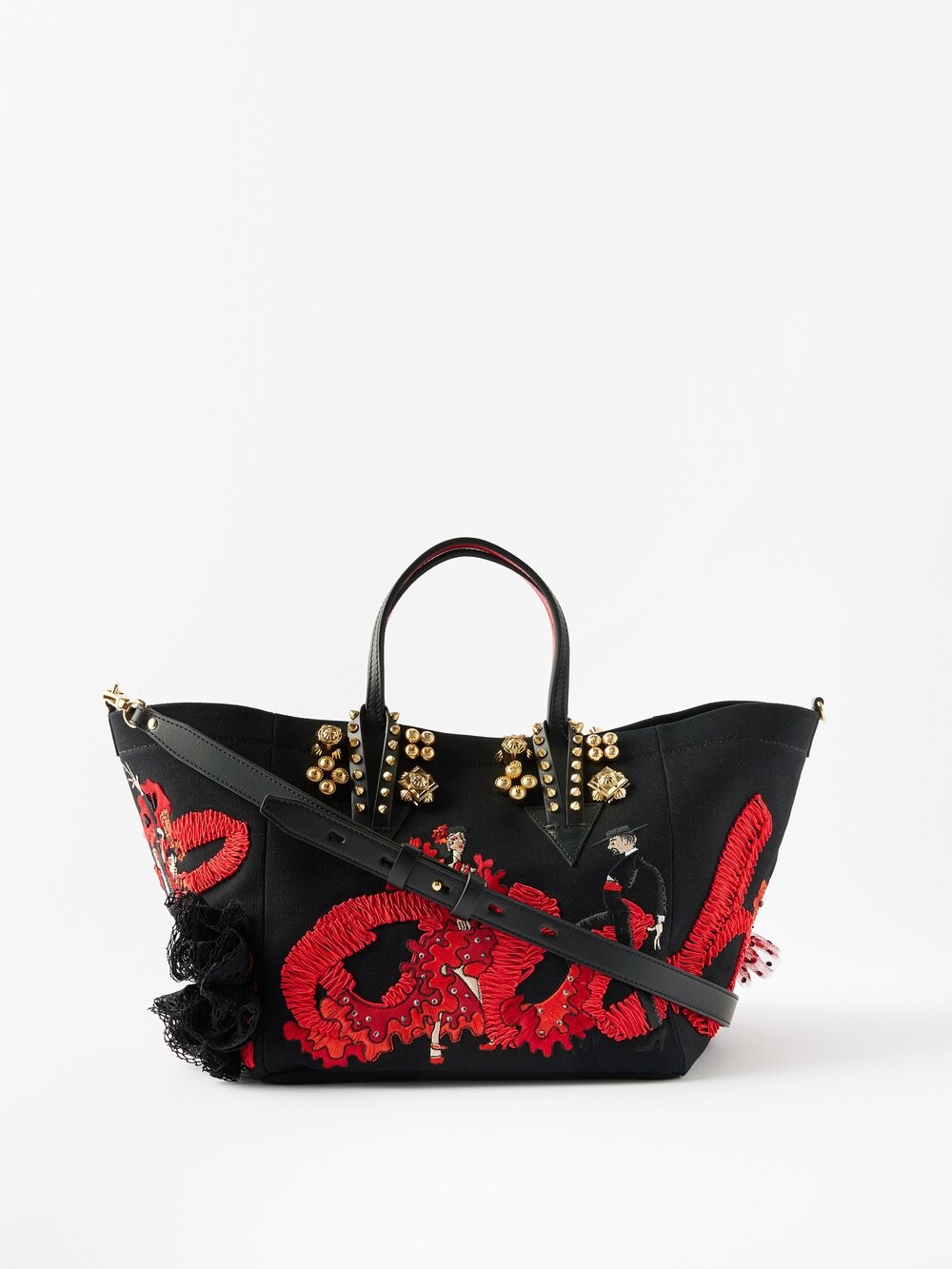 

Холщовая сумка-тоут flamencaba с вышивкой Christian Louboutin, черный