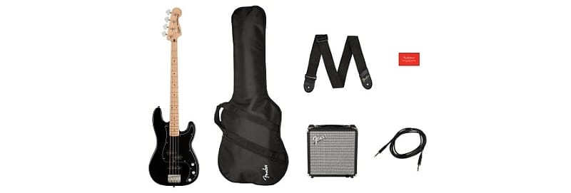 worms rumble new challenger pack Басс гитара Squier 0372981006 Affinity Series Precision Bass PJ Pack, Maple Fingerboard - Black; Gig Bag - Rumble 15 - 120V
