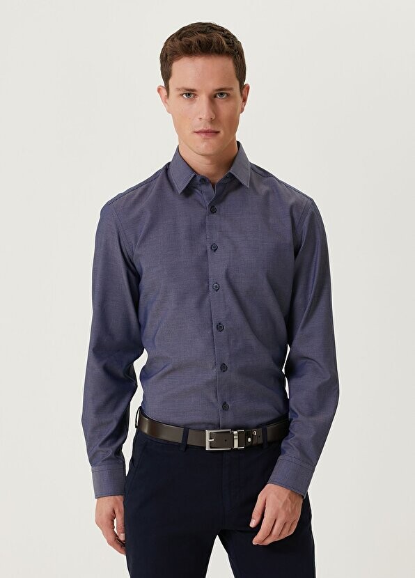 

Синяя рубашка comfort fit dobby без глажки Beymen