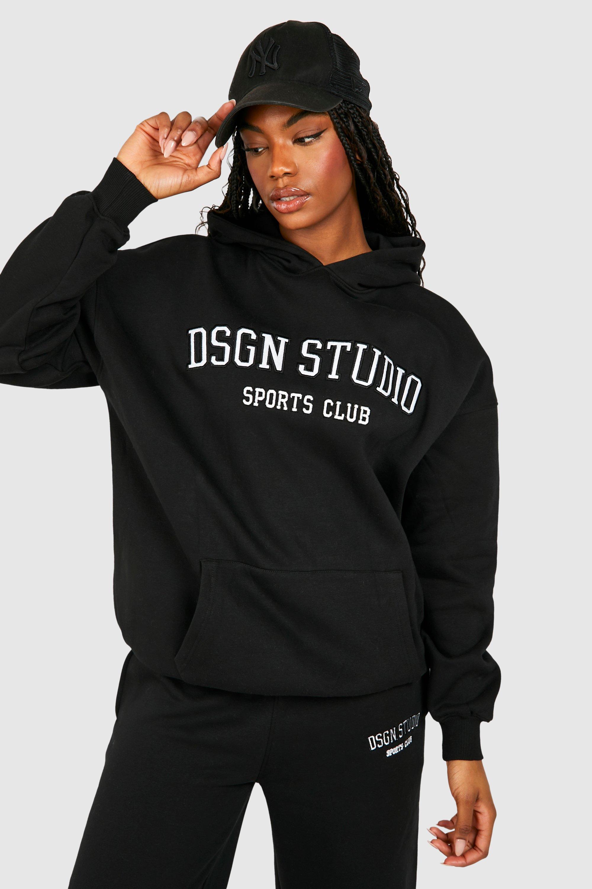 Толстовка Tall Dsgn Studio с аппликацией boohoo, черный спортивные шорты dsgn studio с аппликациями boohoo серый