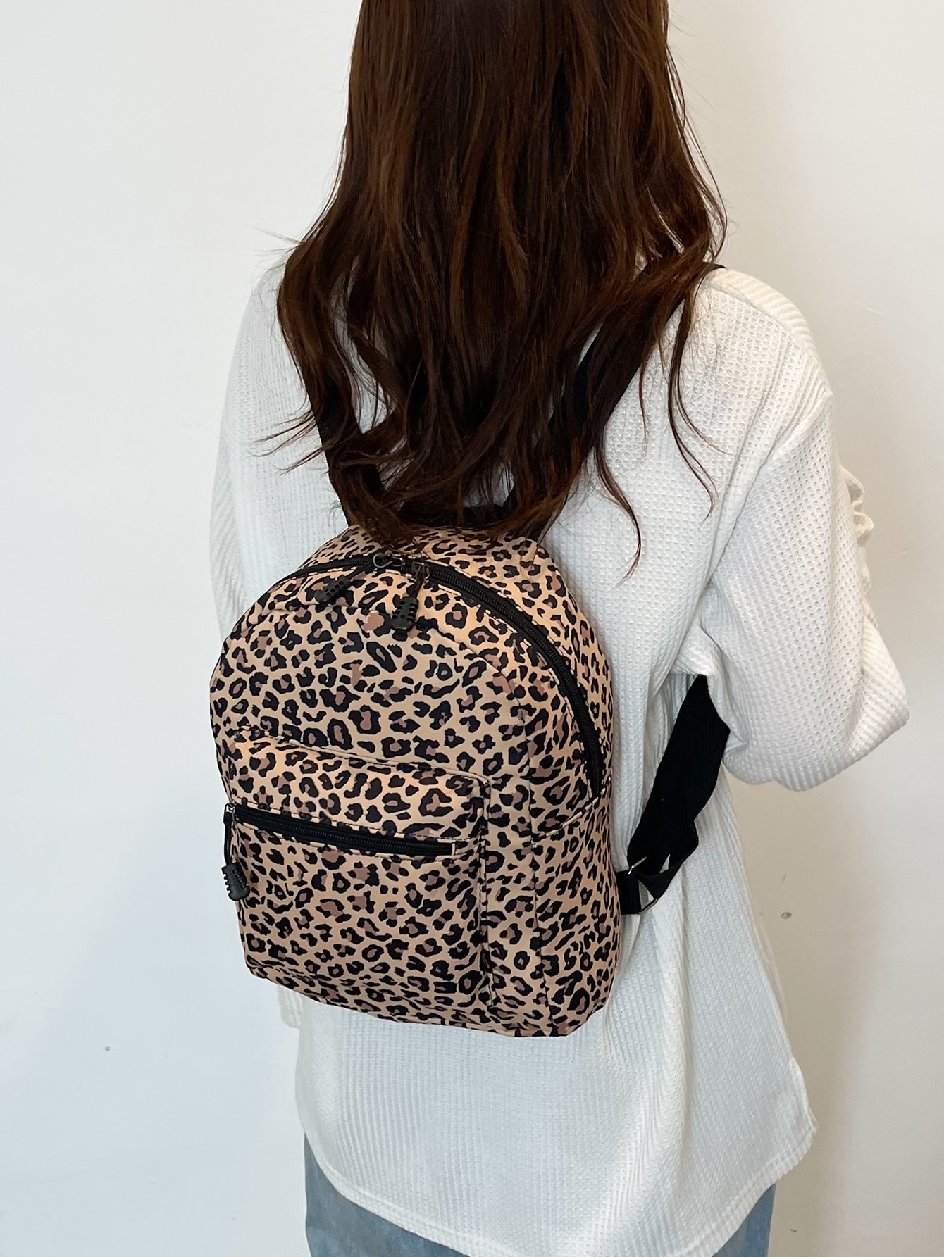 Модный новый школьный сезон с бабочкой и леопардовым узором, многоцветный пушистый рюкзак с леопардовым узором коричневый
