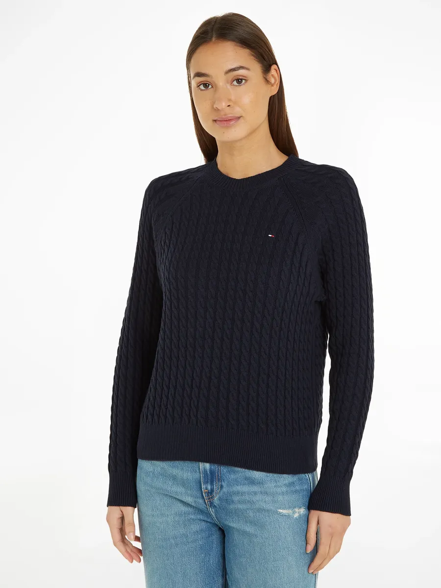 

Свитер Tommy Hilfiger с круглым вырезом "CO CABLE C-NK SWEATER", с узором кос, цвет Desert Sky