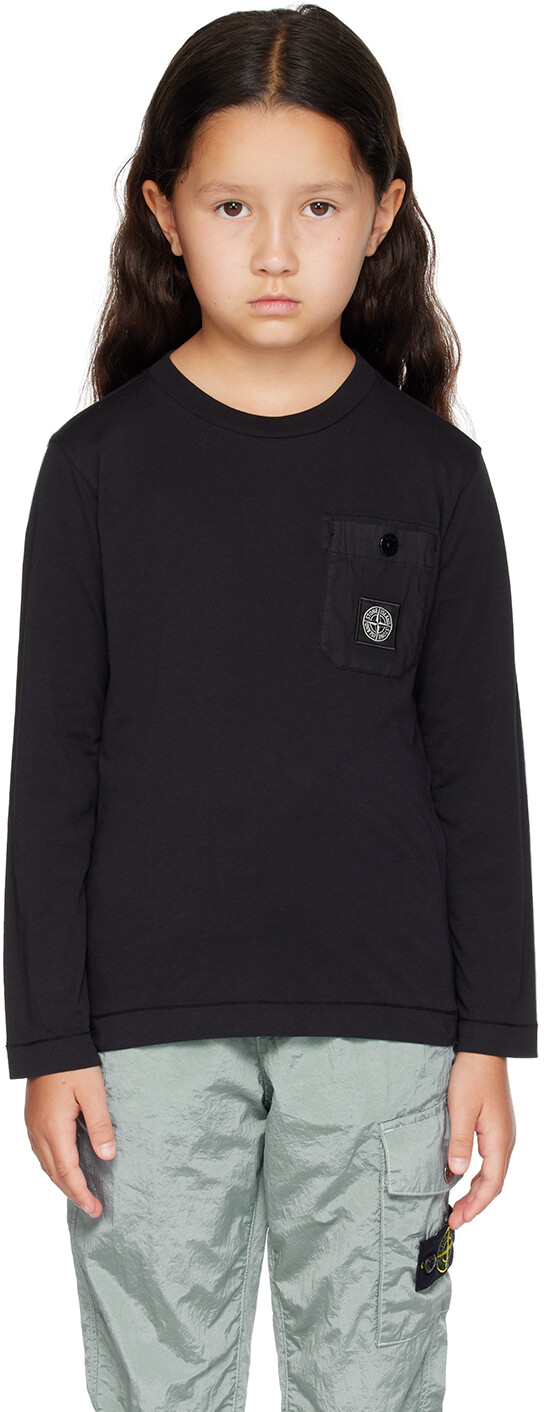 

Детская черная футболка с длинным рукавом 20347 Stone Island Junior, Черный