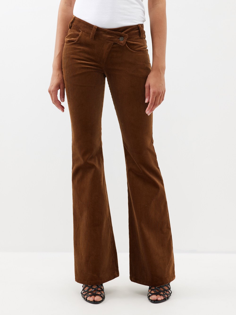 Расклешенные брюки из хлопкового вельвета с асимметричной талией A.W.A.K.E. Mode, коричневый абарбанель а д лондонская прогулка