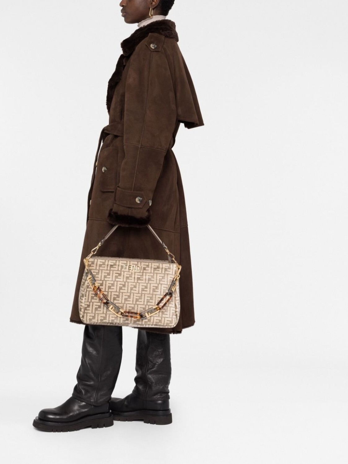 Сумка на плечо O'Lock с монограммой FENDI, бежевый