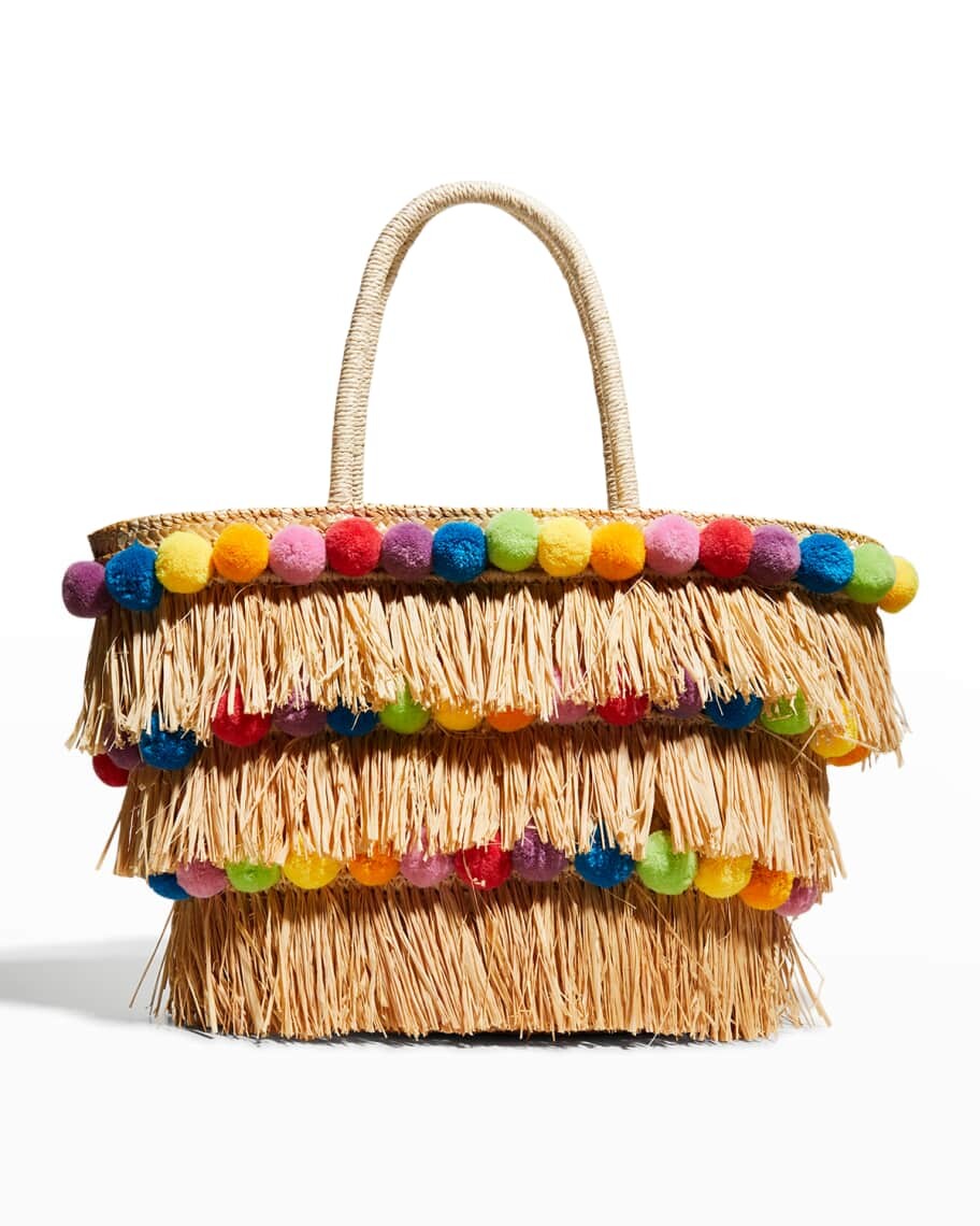 

Сумка-тоут Olivia Straw Pom Basket BTB Los Angeles