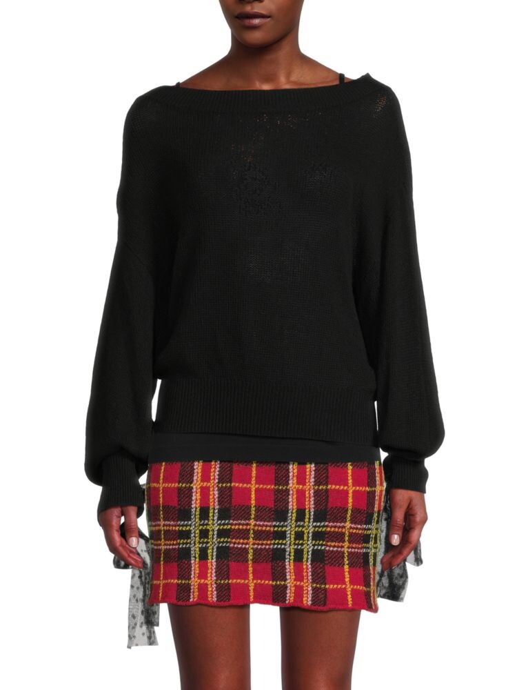

Свитер с манжетами из смесовой шерсти с бантом Redvalentino, цвет Nero