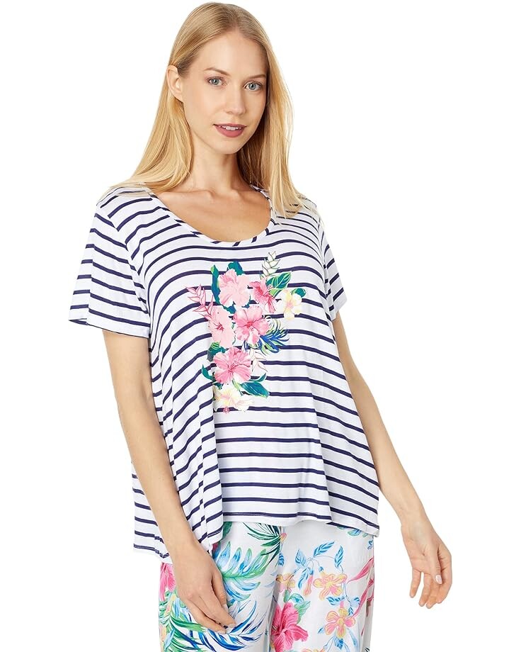 

Пижамный комплект Tommy Bahama Short Sleeve Crop PJ Set, цвет Stripe