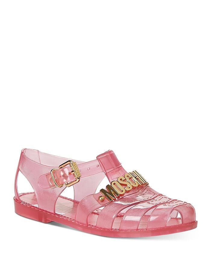 

Женские сандалии с фурнитурой и логотипом Moschino