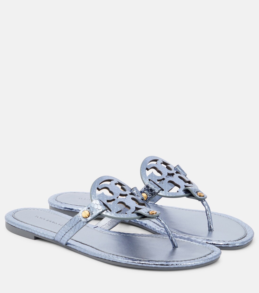

Босоножки miller из металлизированной кожи с ремешками Tory Burch, синий