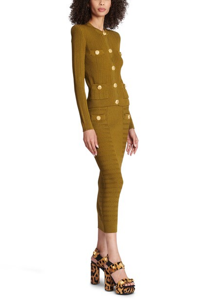 

Вязаный кардиган с золотыми пуговицами. Balmain