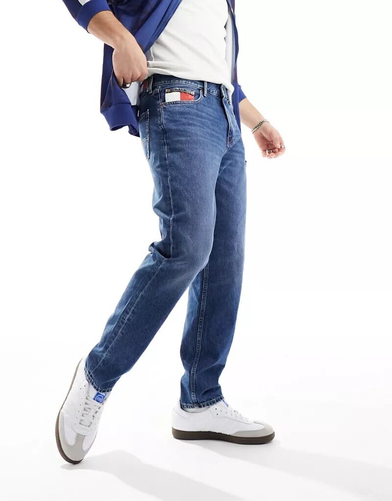 

Tommy Jeans Isaac однотонные зауженные джинсы свободного кроя средней потертости