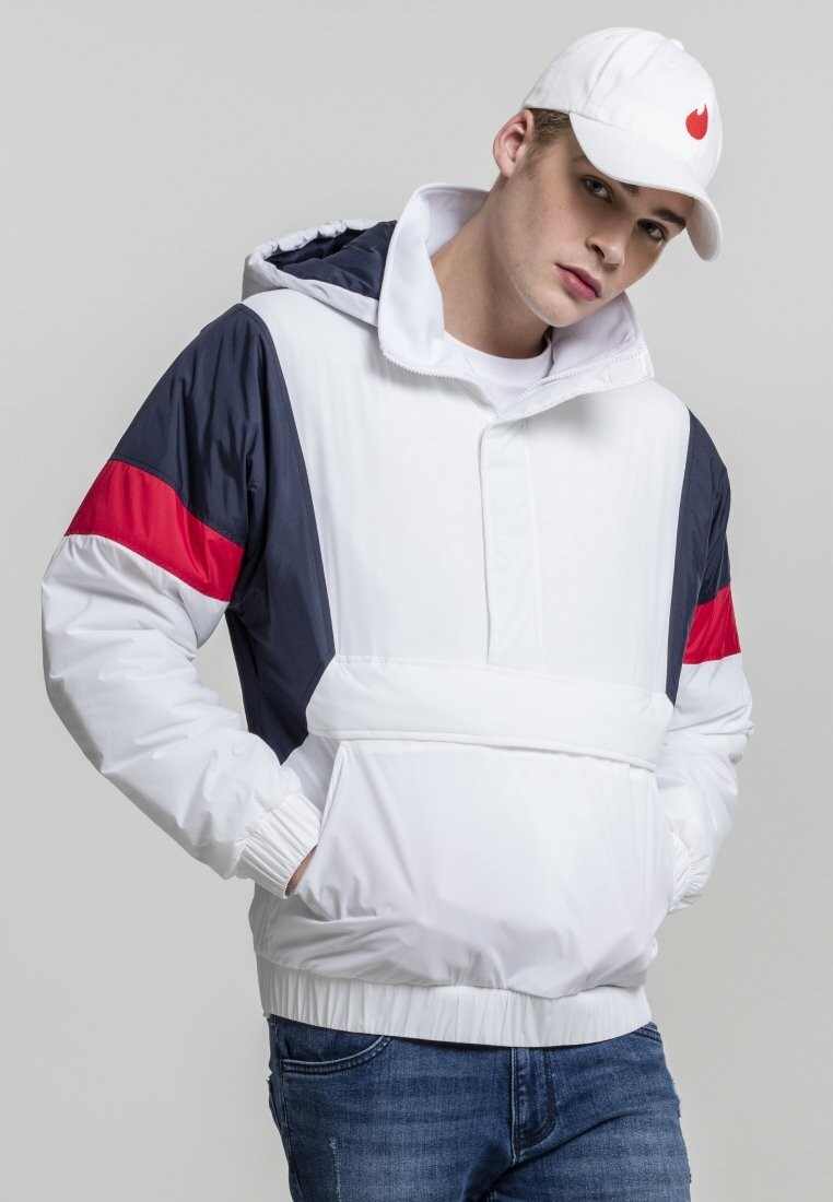 

Повседневная рубашка Urban Classics 3-TONE PULL OVER, белый/темно-синий/огненно-красный
